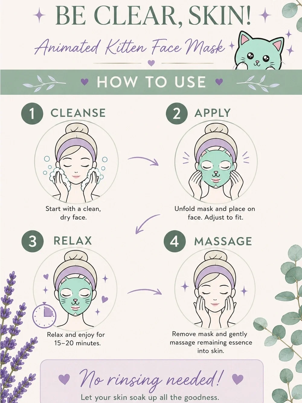 The Crème Shop Be Clear, Skin! Kitten Sheet Mask | Witch Hazel